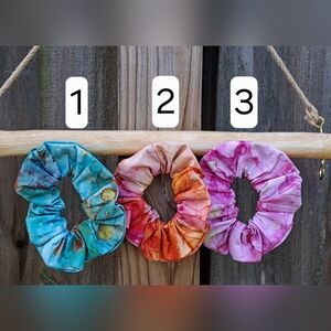 ONE Scrunchie Hair Tie Abstract Blue Orange Pink Prints 100% Cotton